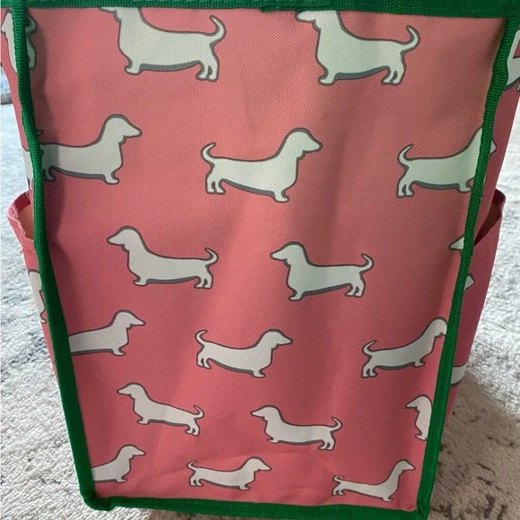 NWT Pink & Green Dachshund Dog Travel Beach Swim Tote Bag & Matching Towel Set - Picture 4 of 7
